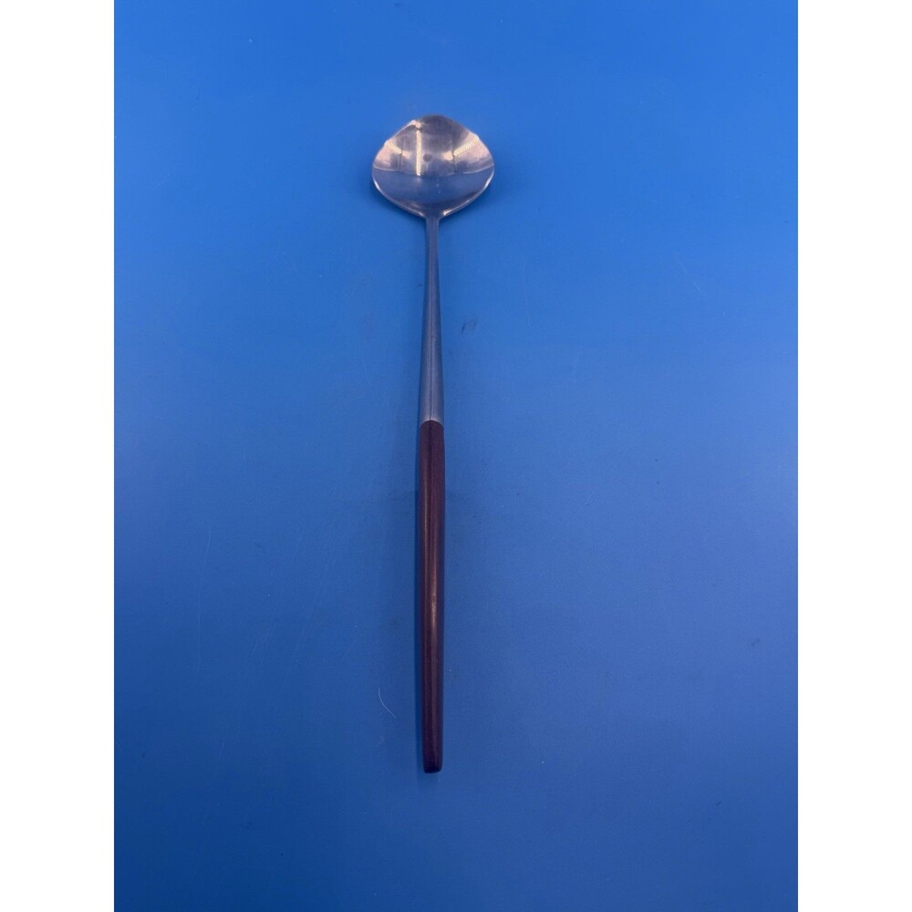 Vtg Epic Silver Brown Wood Handle Forged Stainless Steel Serving Spoon Japan
